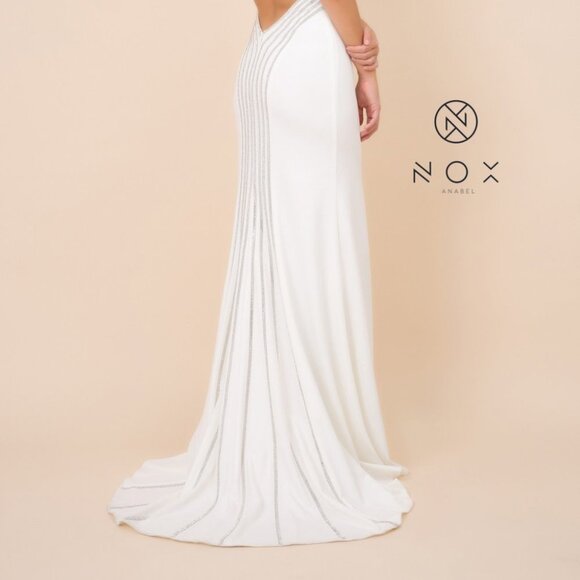 V-Neckline Mermaid Open Back Prom Dress NXT253 - Picture 3 of 5